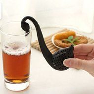 Topshop Lovely Colander Tea Herb Spice Strainer Infuser Teaspoon Filter Swan Spoon (Black) N3