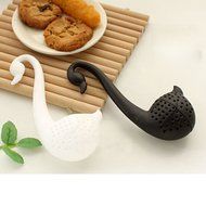 Topshop Lovely Colander Tea Herb Spice Strainer Infuser Teaspoon Filter Swan Spoon (Black) N5
