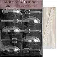 FOOTBALL LOLLY Chocolate Candy Mold With &copy; Molding Instruction + 50 Lollipop Sticks