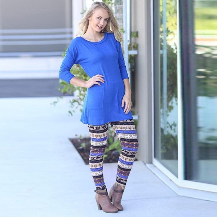 PHOTNO Women Lady Casual Skinny Christmas Print Stretchy Pants Slim Leggings N14