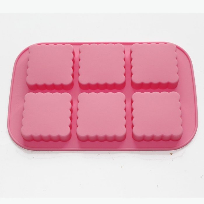 X-Haibei 6-Cavity Square Mooncake Chocolate Muffin CupCake Soap Silicone Mold Pan N2