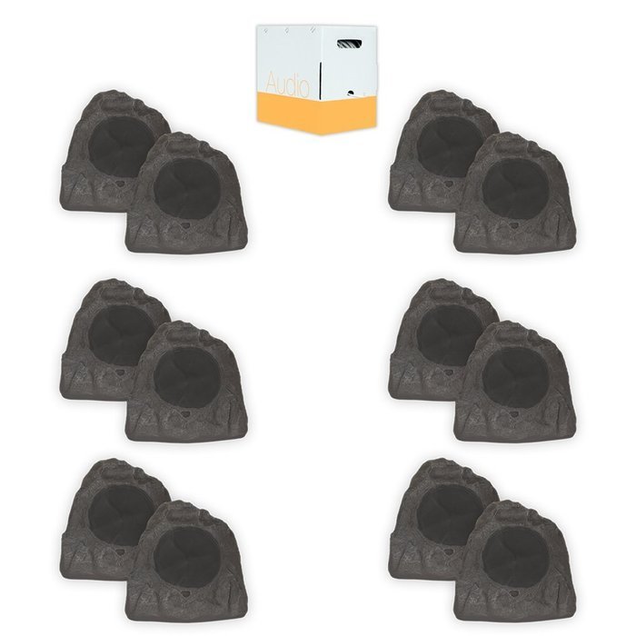 Theater Solutions 12R8L Outdoor Lava 8" Rock 12 Speaker Set with Wire for Yard Pool Spa Patio Garden