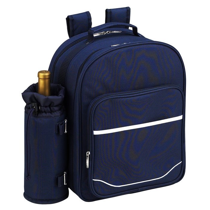 Picnic at Ascot - Deluxe Equipped 2 Person Picnic Backpack with Cooler & Insulated Wine Holder - Trellis Blue N14
