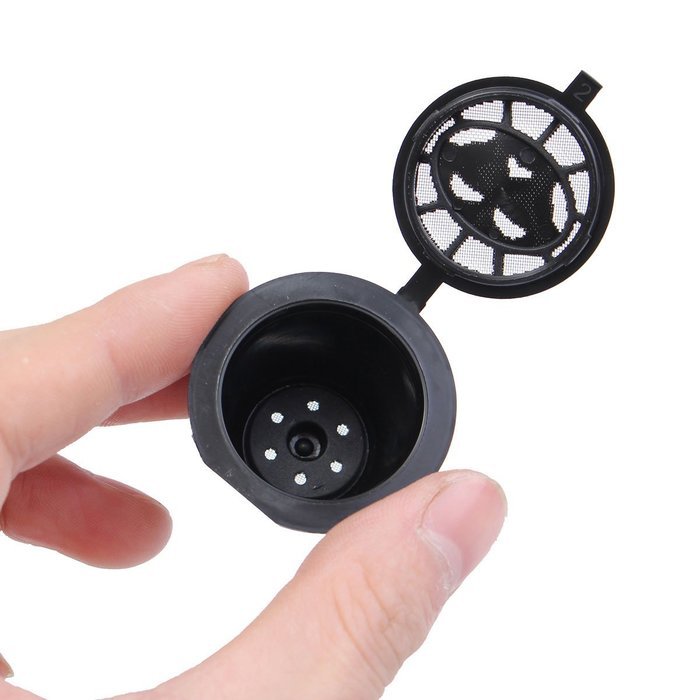 KINGSO 4pcs Reusable Coffee Capsules Cups Espresso Pods Filters For Nespresso Machines with 1pc Plastic Spoon N6