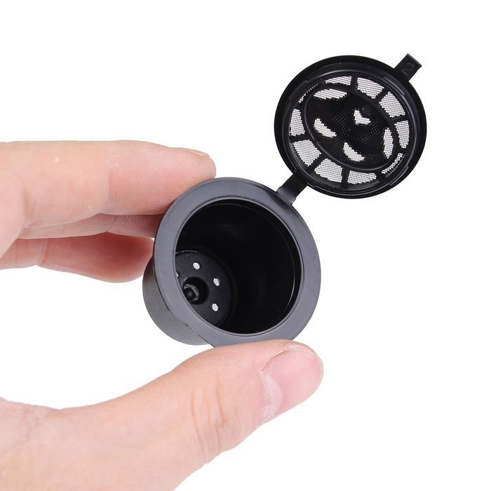 KINGSO 4pcs Reusable Coffee Capsules Cups Espresso Pods Filters For Nespresso Machines with 1pc Plastic Spoon N7