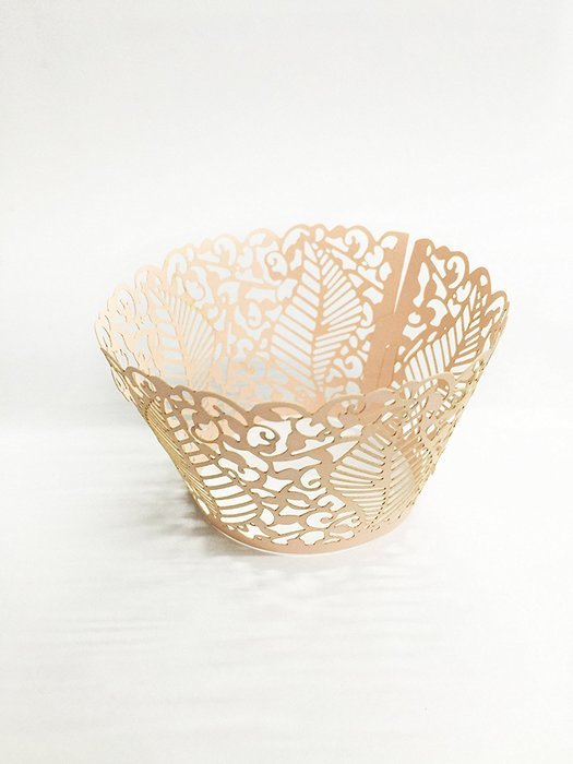 HUAL Cupcake Wrappers 50 Filigree Artistic Bake Cake Paper Cups Large leaves Lace Laser Cut Liner Baking Cup Muffin... N9