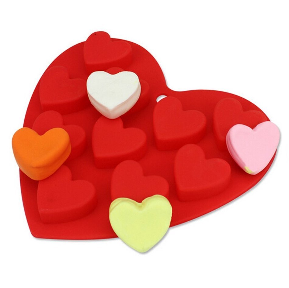 Chocolate Molds, Candy Mold, Ice Cube Molds, Silicone Mold, Baking Molds, Soap Molds with 10-Capacity Heart Shape...