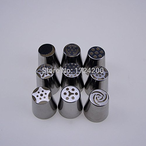 TecGeo(TM) 9PC/set Russian Tulip Icing Piping Nozzles Cake Decorating Tools Cupcake Decorator Tips Pastry Bag...