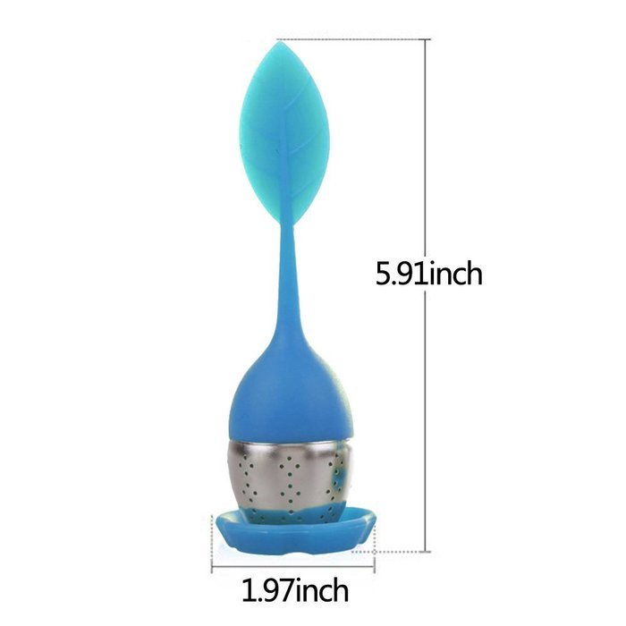 Tea Infuser Leaf Strainer Food Grade Silicone Bag Filter Diffuser With Stainless Steel Ball for Herbal Loose-Blue N13