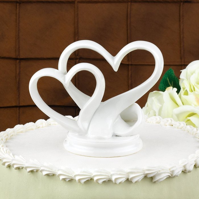 Hortense B. Hewitt Wedding Accessories, Cake Top, Contemporary Double Heart, 4-Inches Tall x 5-Inches Wide N5