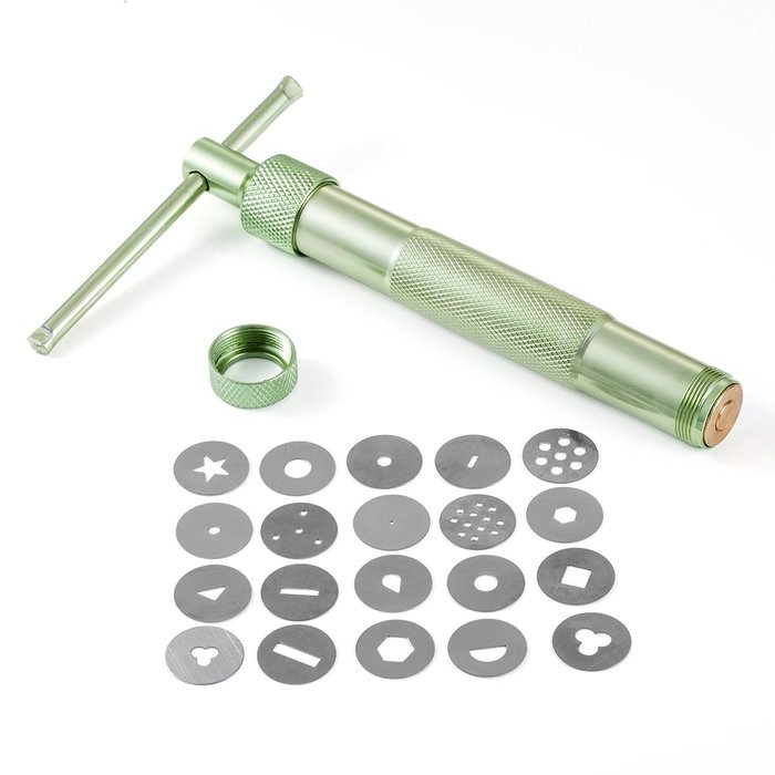 Cake Extruder Decorating Gun Set - Perfect for Fondant, Sugarpaste, Clay - One Extruder with 20 unique Shapes N3