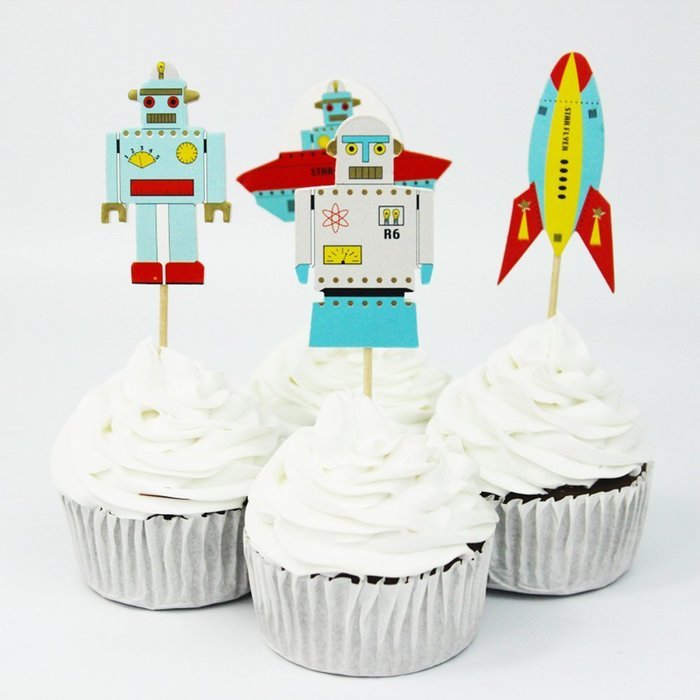 Winrase&reg; Pack of 24 Cute Air Robot Kids Party Decoration Paper Cupcake Toppers (Air Robot) N4