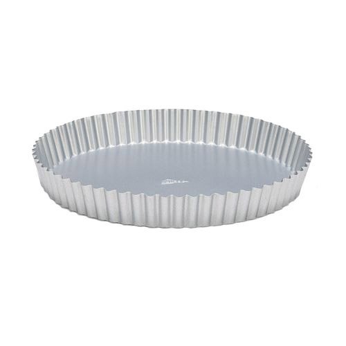 Patisse Silver-Top Flan Tin with Flat Base Nonstick, Silver Grey