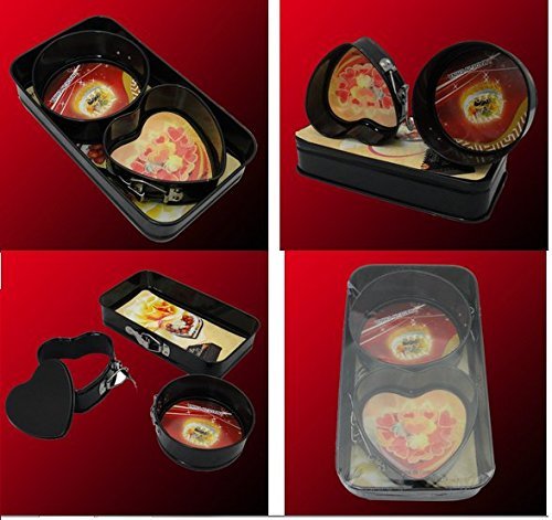 Astra shop 3 Piece Nonstick Mini Springform Pan Set | One Rectangular, One Round & One Heart-Shaped Cheesecake... N3