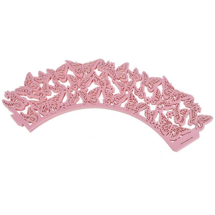 Derker 50 Pcs Laser Cut Cupcake Collars Butterfly Cupcake Wrappers Wraps Wedding Birthday Baby Shower Party Cupcake... N4
