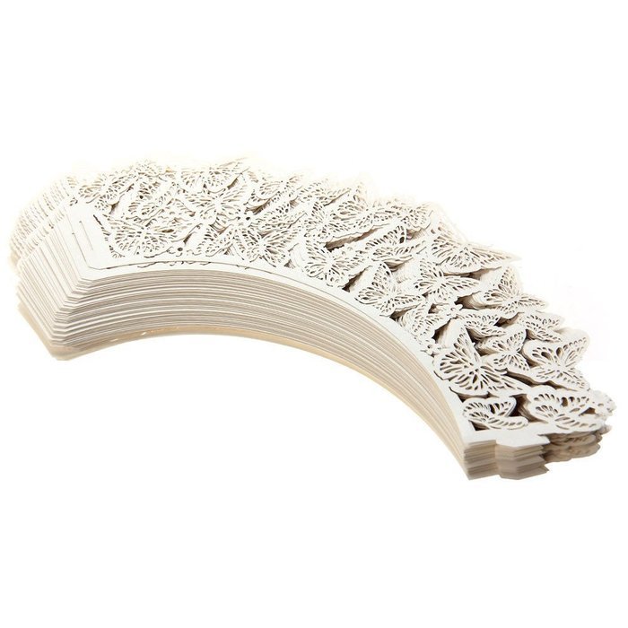 Derker 50 Pcs Laser Cut Cupcake Collars Butterfly Cupcake Wrappers Wraps Wedding Birthday Baby Shower Party Cupcake... N5