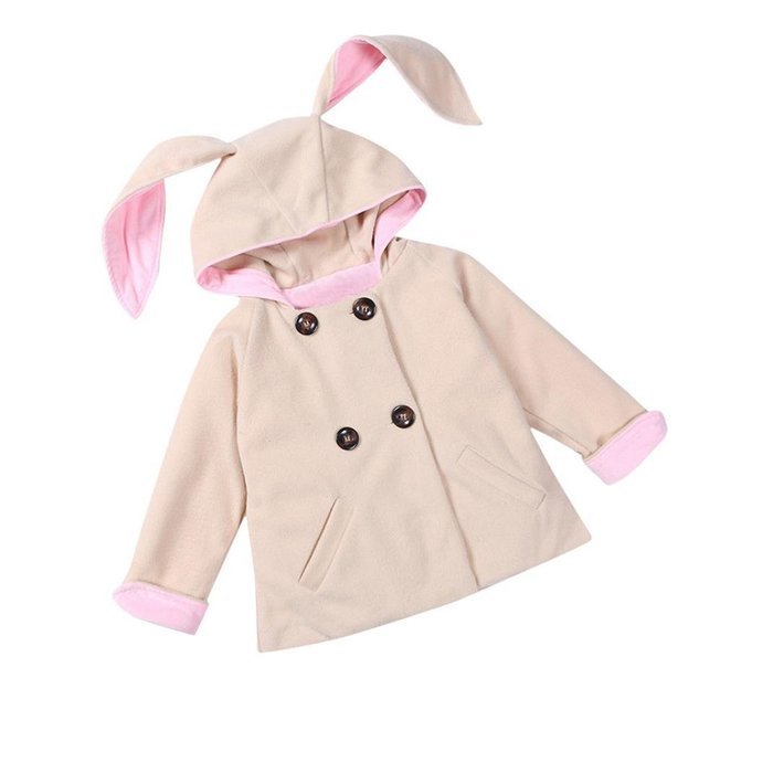 Coat,BeautyVan Baby Kid Girl Winter Clothes Rabbit Ears Jackets Hoody Coat Double Breasted Coat (5T, Beige) N12