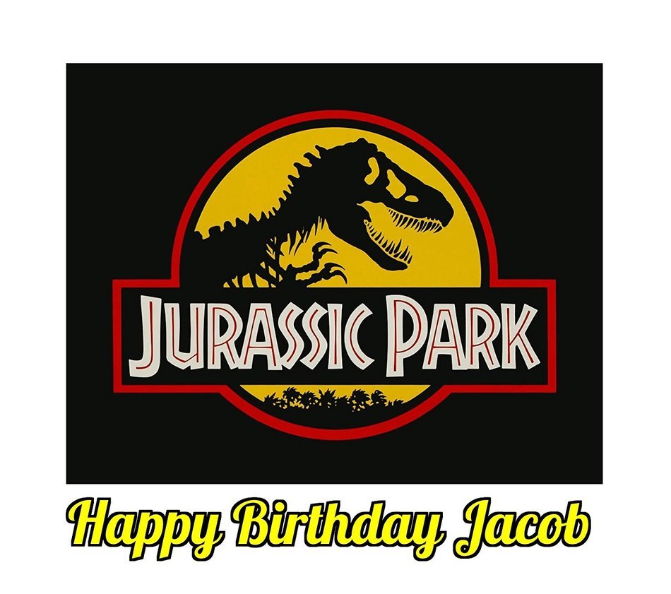 Jurassic Park Dinosaur Jurassic World Edible Image Photo Sugar Frosting Icing Cake Topper Sheet Personalized Custom...