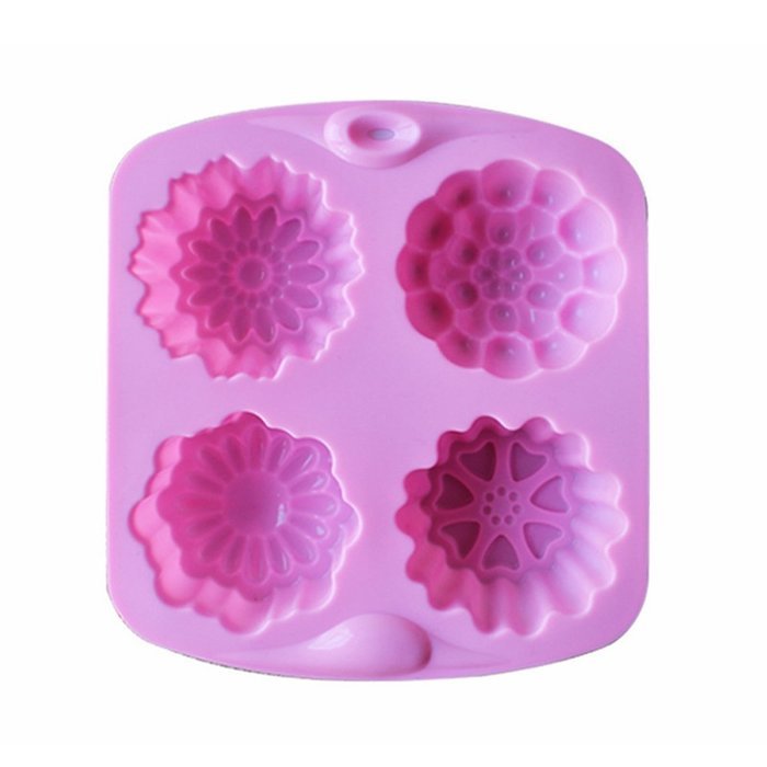 Joyi 4 Cavity Flower Silicone Cake Bread Baking Mold Cake Pan Muffin Cup Chocolate Candy Maker Mold,Ice Cube Tray
