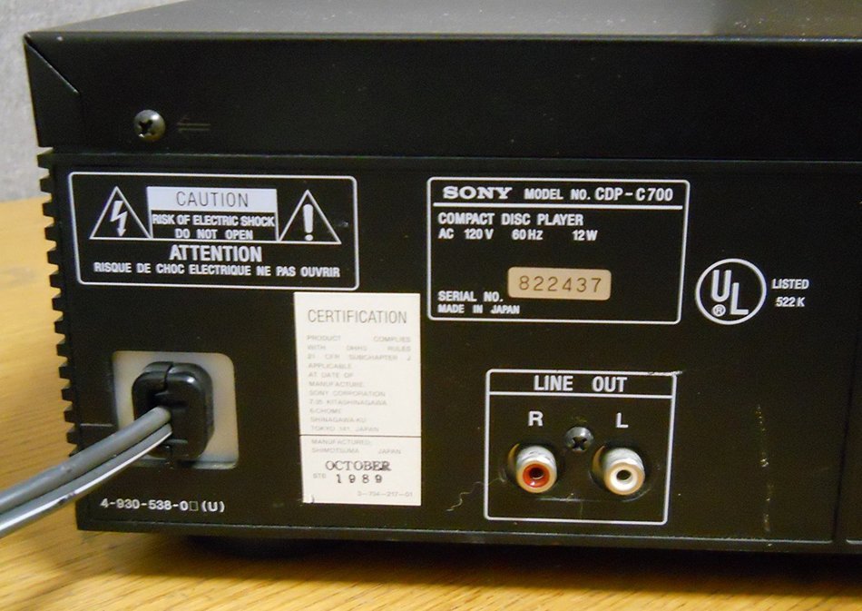 Sony CDP-C700 5 Disc CD Compact Disc Changer N3