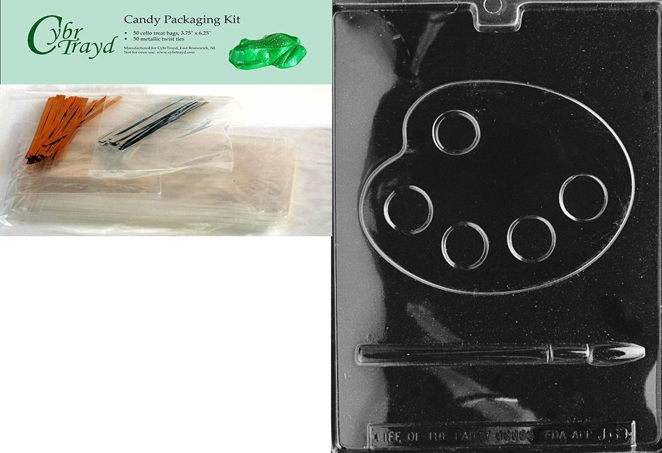 Cybrtrayd J069 Palette and Brush Chocolate Candy Mold with Exclusive Cybrtrayd Copyrighted Chocolate Molding Instructions N5