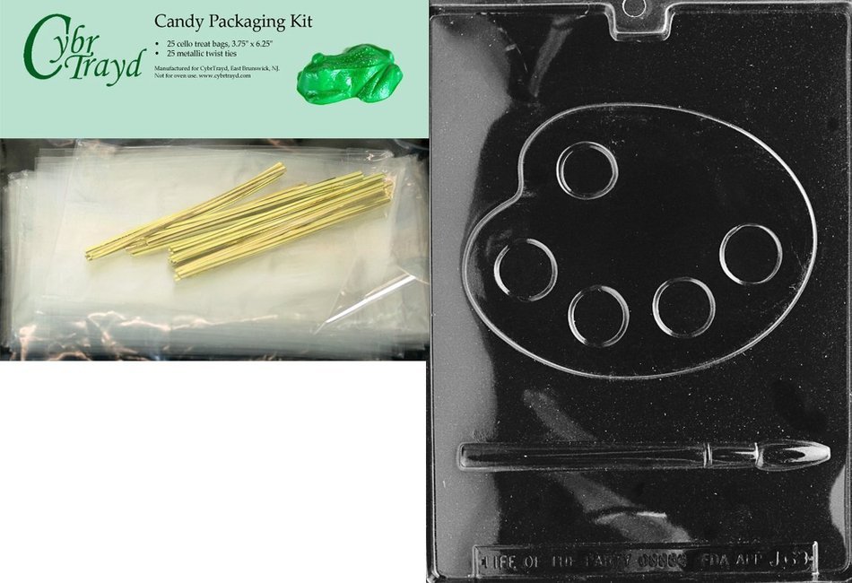 Cybrtrayd J069 Palette and Brush Chocolate Candy Mold with Exclusive Cybrtrayd Copyrighted Chocolate Molding Instructions N6