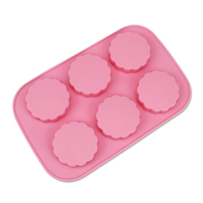 Wocuz 6-cavity Round Mooncake Chocolate Muffin Handmade Soap Cookies Silicone Mold New N3