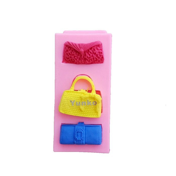 Yunko 3 Holes Fashion Ladies Handbags Fondant Silicone Cake Decorating Mold Chocolate Candy Mold Bag N2