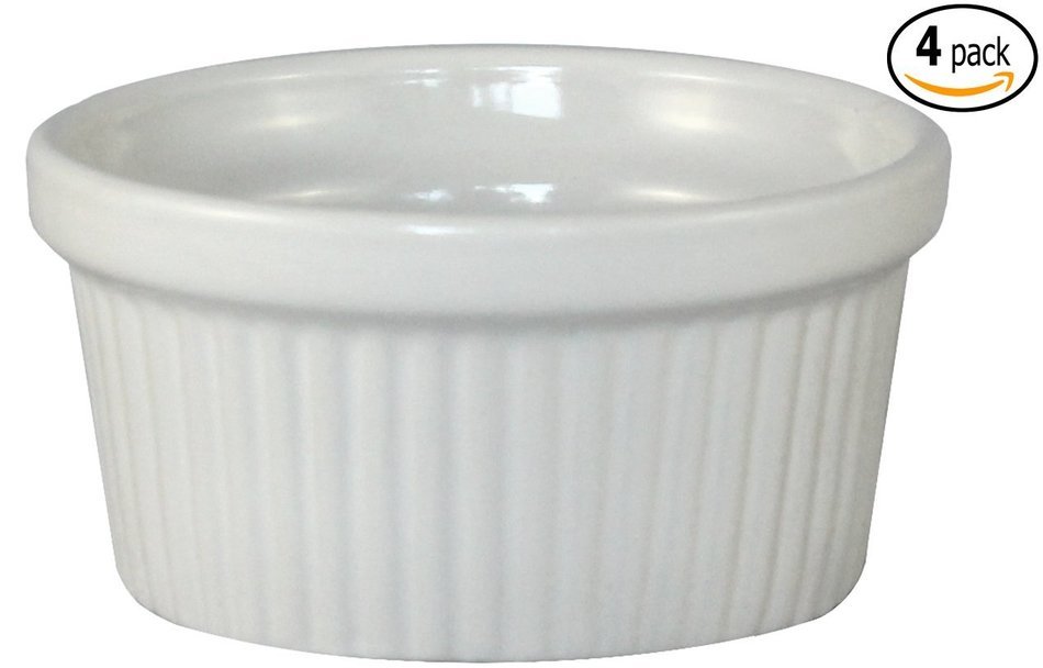 ITI Ceramic Stackable Baking Ramekins / Condiment Sauce Cups with Pan Scraper, Medium / Large, 4-Pack (6 Ounce... N33