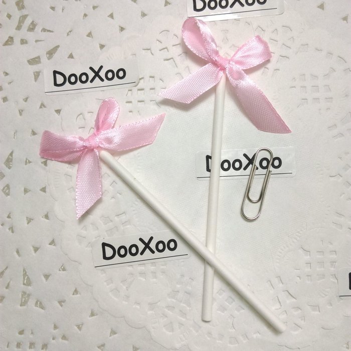 DOOXOO Handmade CakeDecoration 12 Counts Silk Pink Bowknot Party Supplies Cupcake Toppers Pop Sticks