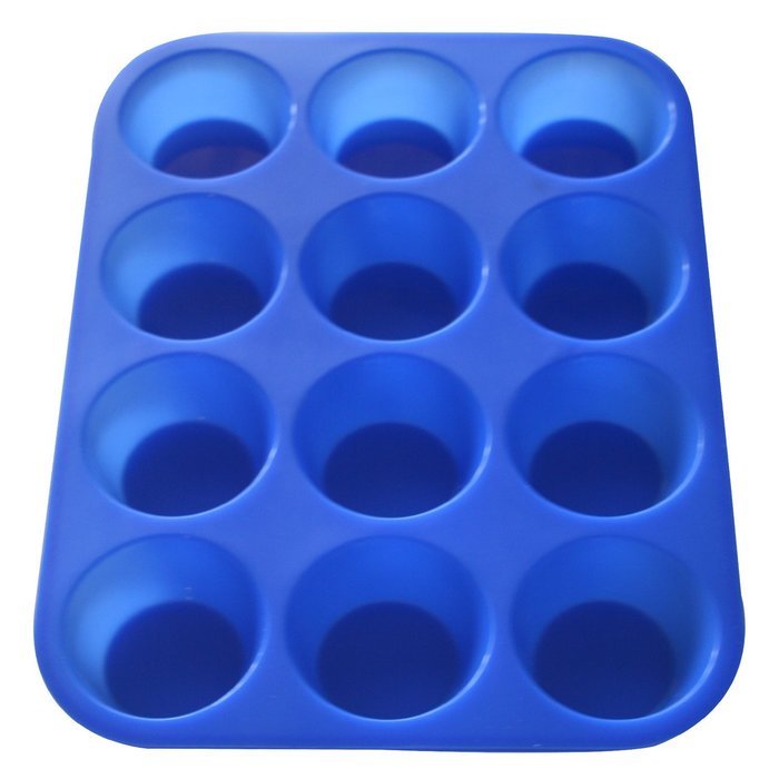 Muffin Pan Silicone and Cupcake Maker 12 Cup Quality Muffin Bake Pan (Blue) N13