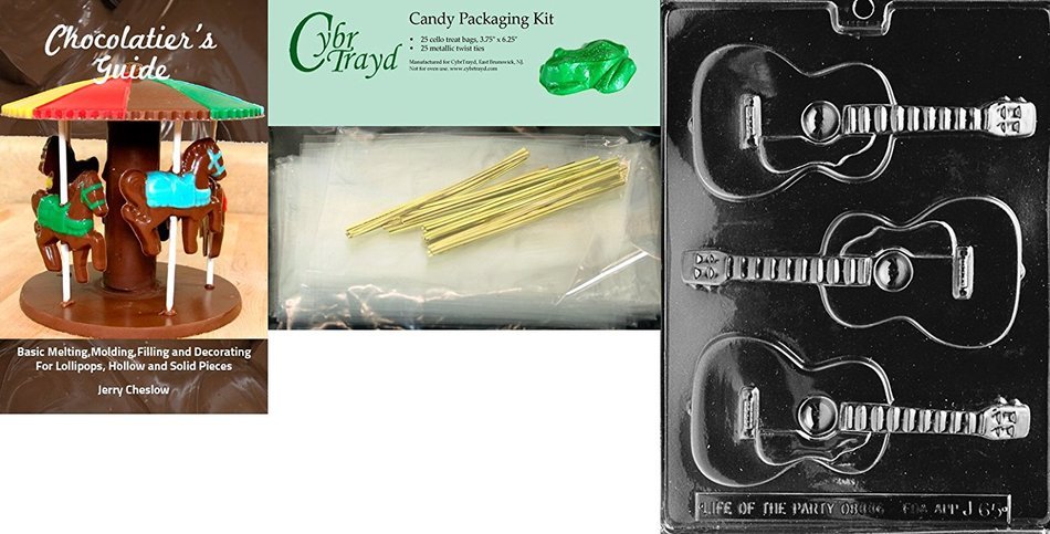 Cybrtrayd J065 Guitar Chocolate Candy Mold with Exclusive Cybrtrayd Copyrighted Chocolate Molding Instructions N2