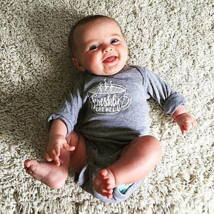 Jumpsuit ,BeautyVan Newborn Infant Clothes Baby Boy Girl Coffee Letter Print Romper Outfits Jumpsuit (6M, Gray) N4