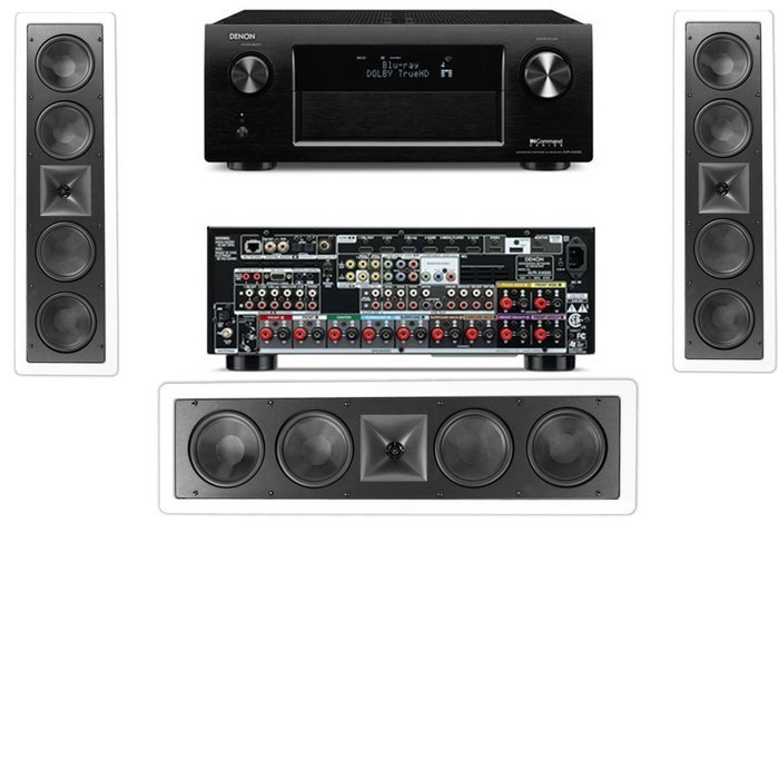 Klipsch KL-6504-THX In-Wall LCR Speaker(3-Each) Denon AVR-X4000 IN-Command 7.2- White