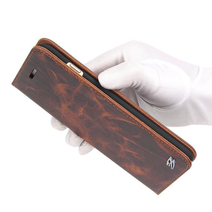 ONLY ! iPhone 7Plus CASE Aroko Genuine Leather Wallet Case Classic Folio Case Book Design with Stand and ID Credit... N13