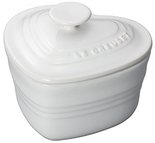 Le Creuset Stoneware Heart Ramekin with Cover, White