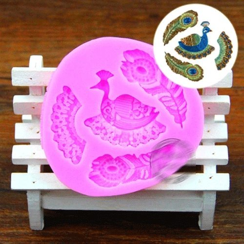 Anyana Peacock Feathers Silicone Fondant Mold Cake Decorating Pastry Gum Pastry Tool Kitchen Tool Sugar Paste... N2
