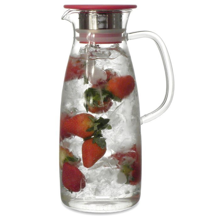 FORLIFE Mist Glass Ice Tea Jug , 50-Ounce, Red N10