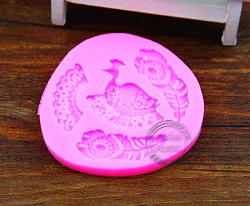 Anyana Peacock Feathers Silicone Fondant Mold Cake Decorating Pastry Gum Pastry Tool Kitchen Tool Sugar Paste... N3