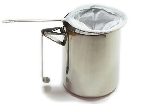 Hong Kong Tea Company Cloth Zippered Strainer for Milk Tea and Coffee with Stainless Steel Handle (Small) N2