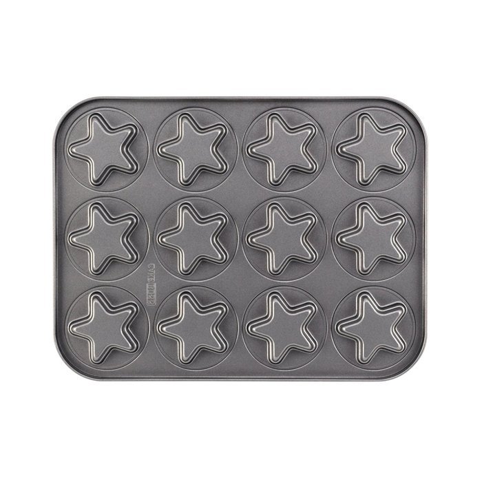 Cake Boss Novelty Nonstick Bakeware 12-Cup Star Molded Cookie Pan, Gray N6