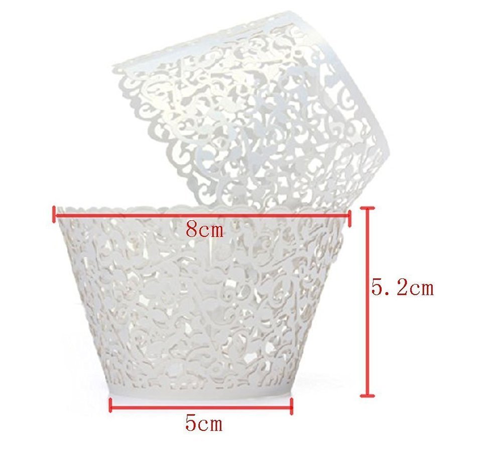 120PCS Classical Lace Cupcake Wrappers Laser Cut Wedding Decorations Wraps(Blue) N11