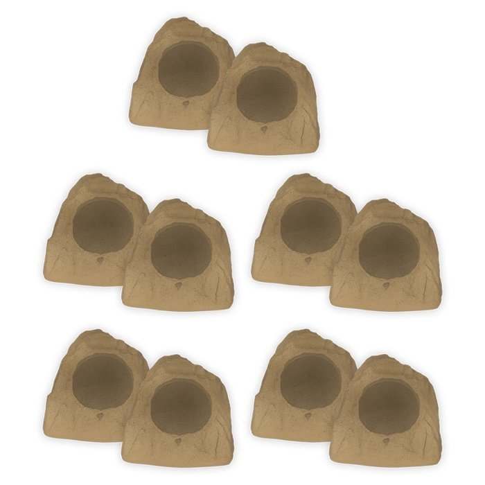 Theater Solutions 10R8S Outdoor Sandstone 8" Rock 10 Speaker Set for Deck Pool Spa Yard Garden