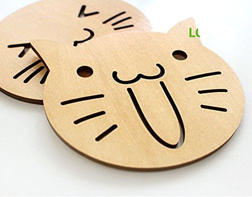 Astra shop Set of 3 Piece Wood Coasters Carved Hollow Designed Mini Tabletop Trivets Cup Mat - Cute Owl N5