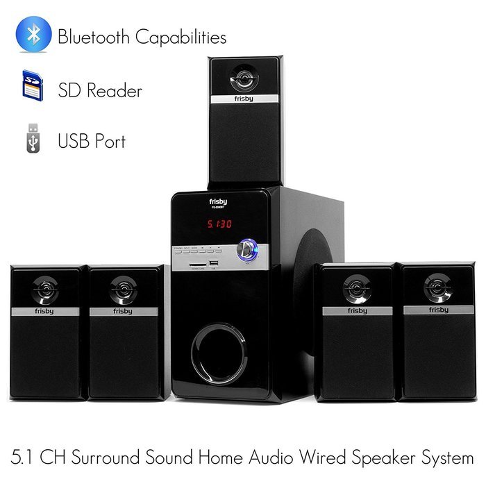 Frisby FS-5080BT 5.1 Surround Sound Home Theater Speakers System with Bluetooth USB/SD/AUX and Remote N8