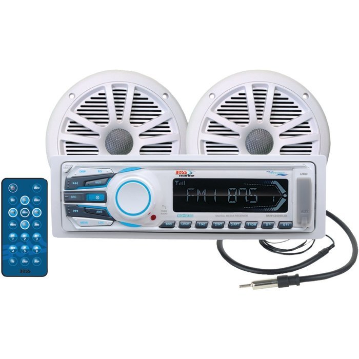 Boss Audio Mck1306w.6 Marine Single-Din Mechless Receiver With 2 Speakers