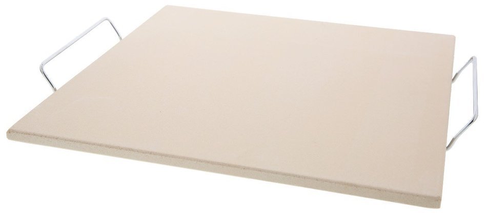 Pizza Stone - Juvale Ceramic Pizza Grill Squared Stone With Handles- 14" x 15" x .5" N2