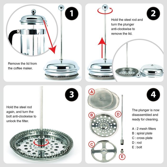 French Press &ndash; Premium Quality - Coffee, Tea & Expresso Maker - Easy Cleaning, Double Screen Filter System, Glass... N4