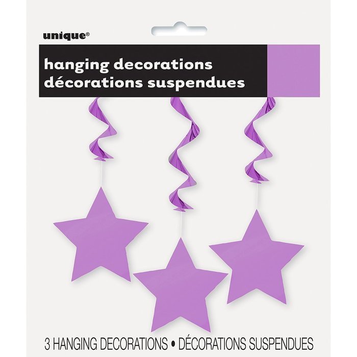 Hanging Star Decorations, 26", Light Blue, 3 Count N25