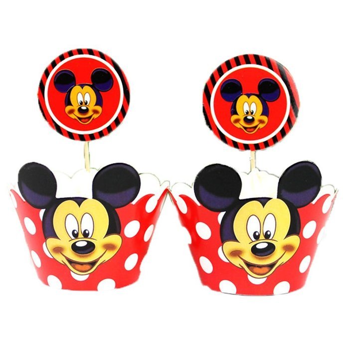BETOP HOUSE Set of 1 Dozen Pinky Minnie Mouse White Dot Cupcake Wrappers Toppers Kit for Kids Birthday Party Baby... N4